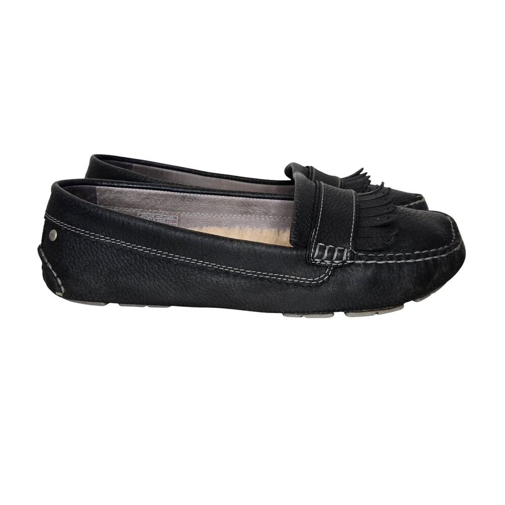 UGG Women's Lonna Genuine Sheepskin Mocassins Black Leather Size 9